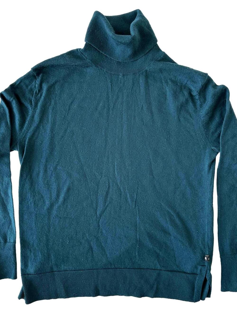 Banana Republic Women's Merino Wool Turtleneck Sweater Dark Teal Long Sleeve- XL
